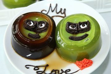 Cach lam kem flan tra xanh la mieng tai nha