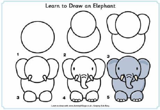 cách vẽ con voi