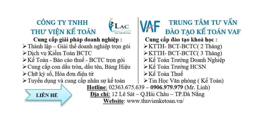 Top 5 Dịch vụ kế toán trọn gói, khai thuế tài chính cho doanh nghiệp tại Đà Nẵng uy tín nhất 9 Công Ty TNHH Thư Viện Kế Toán