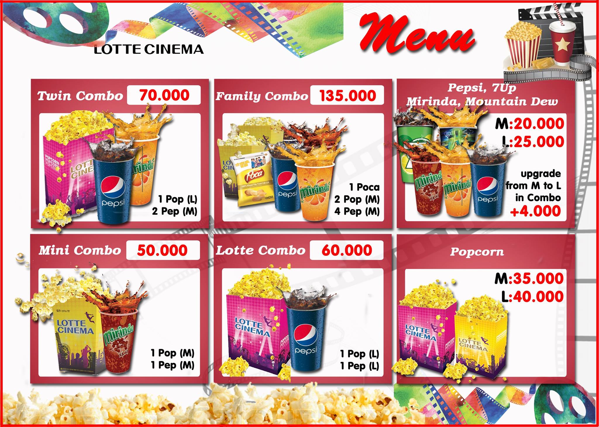 Giá Bắp Nước Lotte Cinema Đà Nẵng - menu giá bắp nước 2