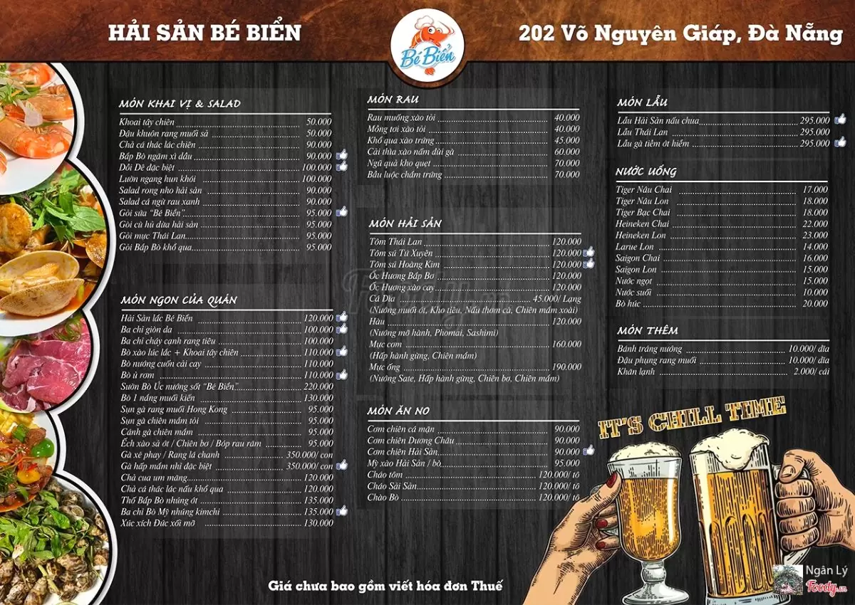 menu hải sản bé biển