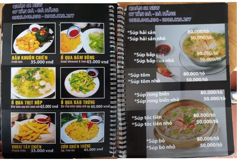 Hé lộ 6 quán nhậu bờ hồ Hàm Nghi Đà Nẵng view đẹp 20 menu quán nhậu 62