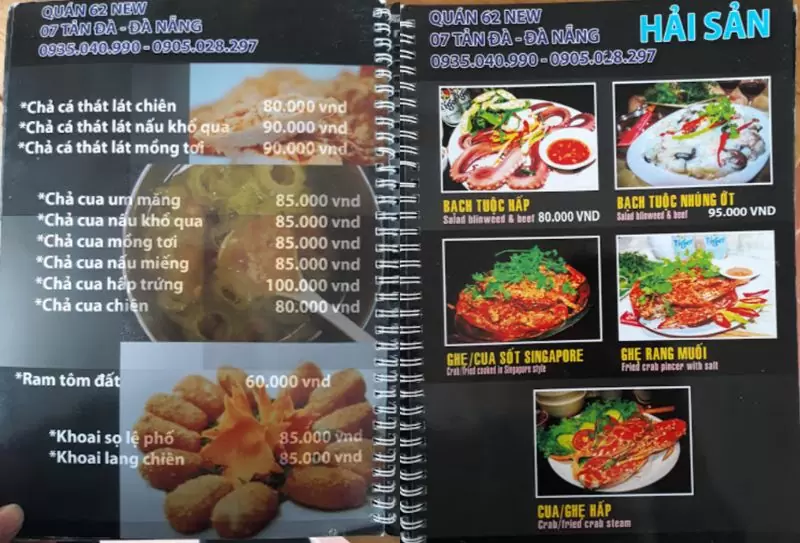 Hé lộ 6 quán nhậu bờ hồ Hàm Nghi Đà Nẵng view đẹp 18 menu quán nhậu 62