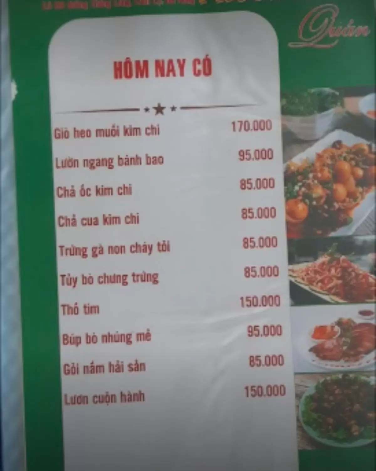 Menu Phương Nam Quán