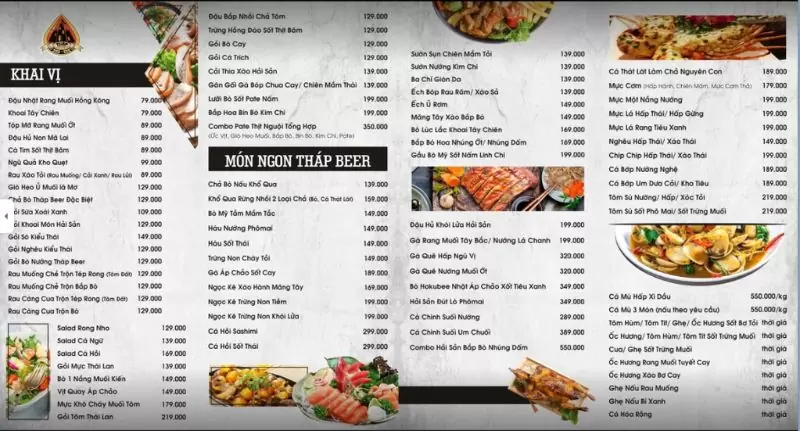 menu Thap Beer