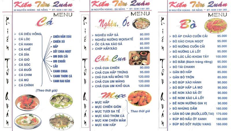 menu của Kiến Tửu