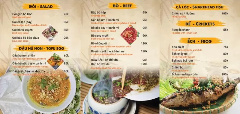 Tổng hợp 10 quán nhậu đêm khuya Đà Nẵng chơi hết đêm 15 menu quán Dân Dã Quán