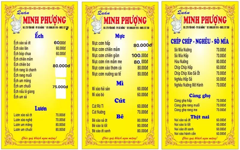 Tổng hợp 10 quán nhậu đêm khuya Đà Nẵng chơi hết đêm 20 menu quán nhậu Minh Phượng