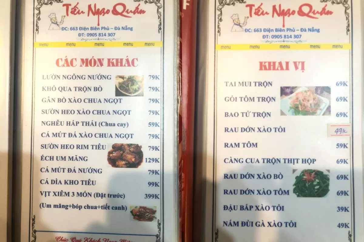 Danh sách 7 quán nhậu Điện Biên Phủ Đà Nẵng đông khách nhất 23 Menu Quán nhậu Tiếu Ngạo