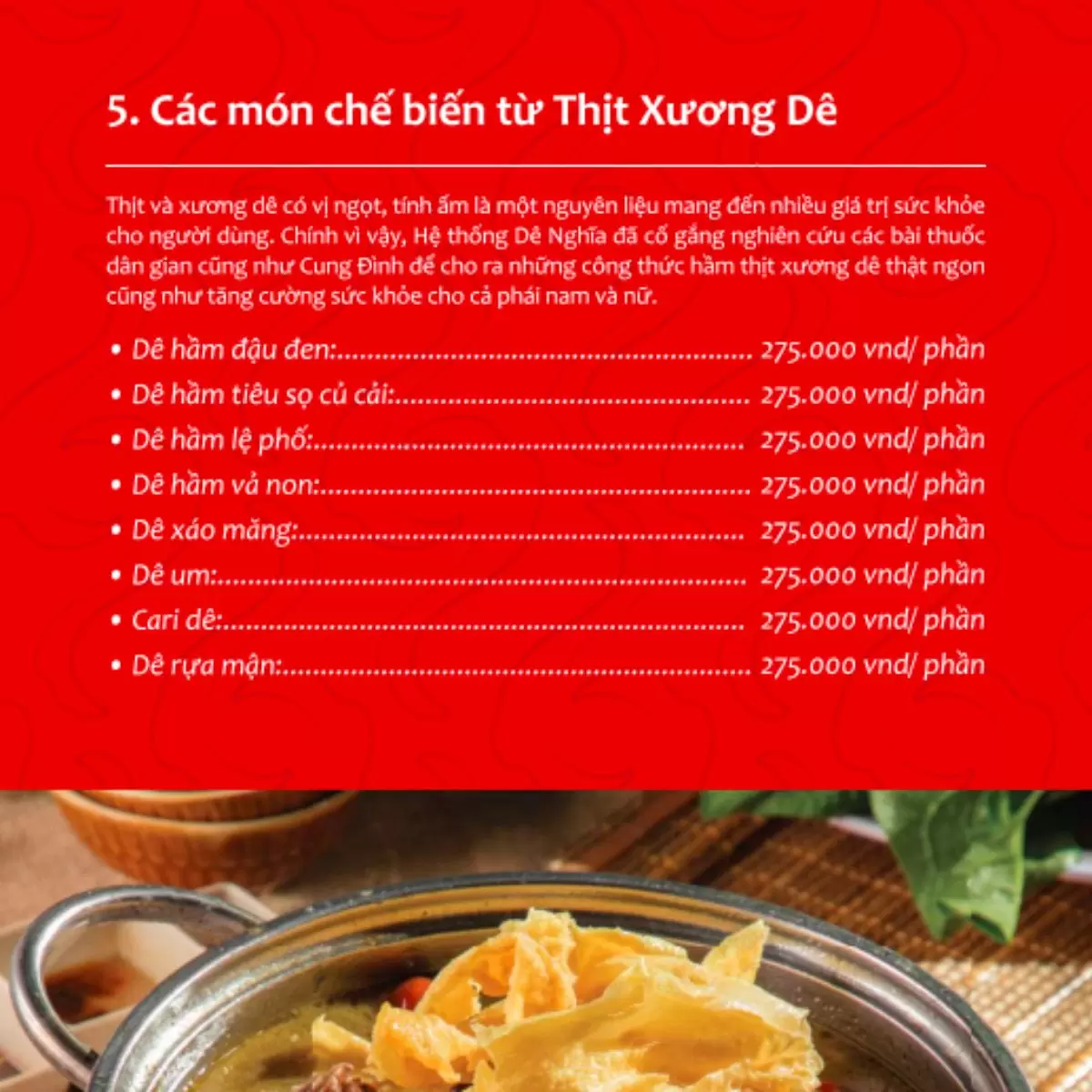 Menu nhà hàng Dê Nghĩa