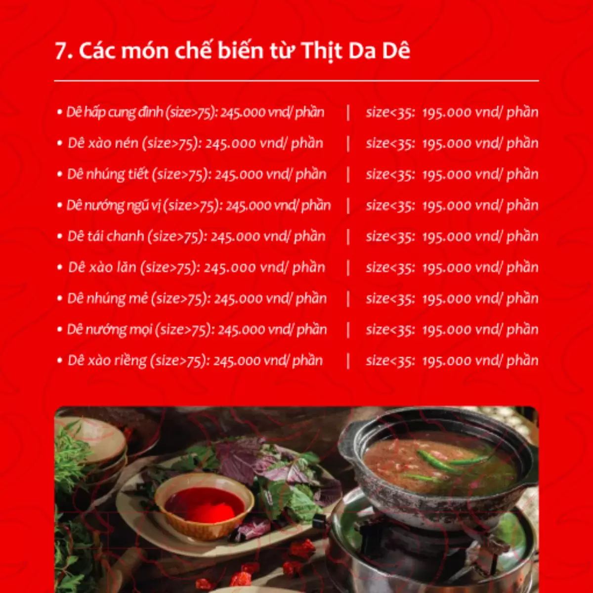 Menu nhà hàng Dê Nghĩa