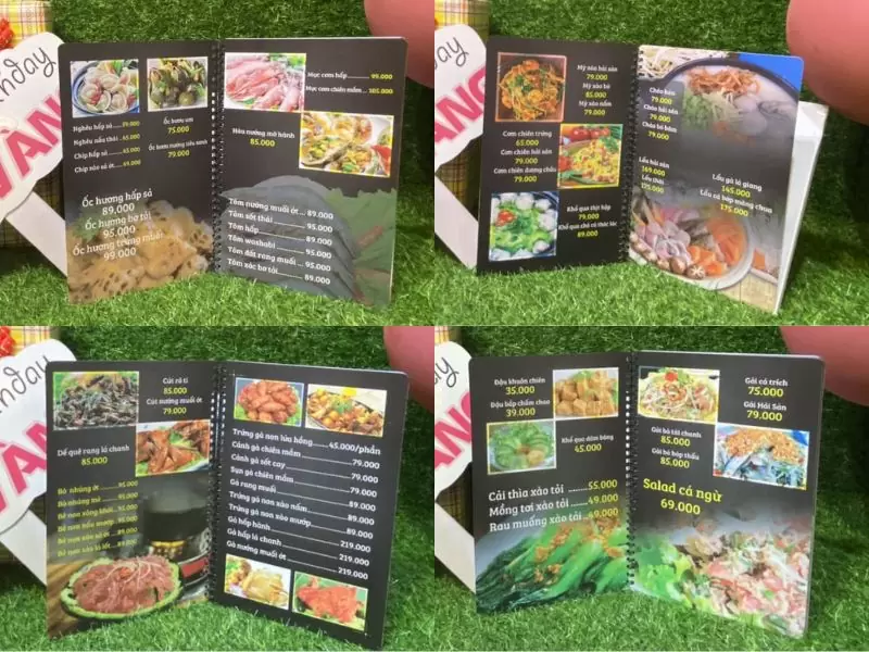 menu các món ăn tại Tứ Ka Quán