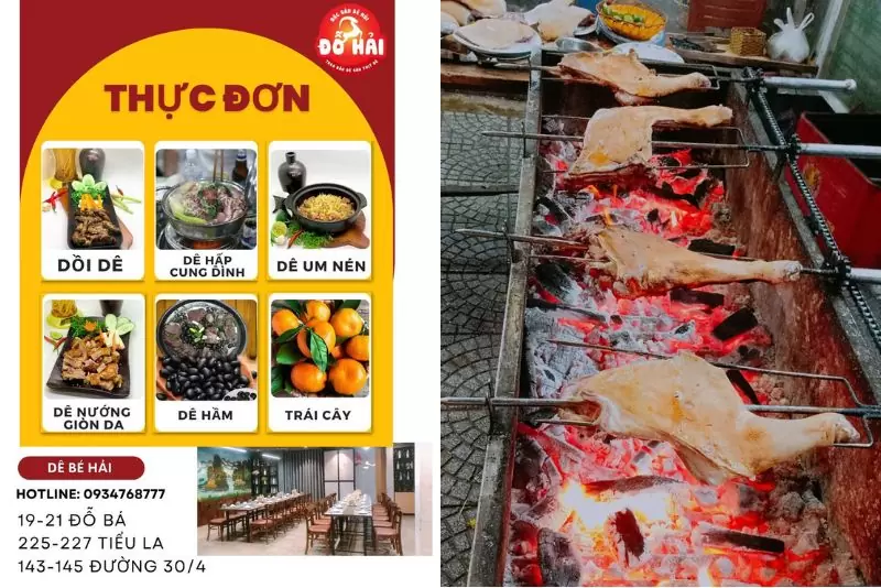 menu quán Dê Bé Hải