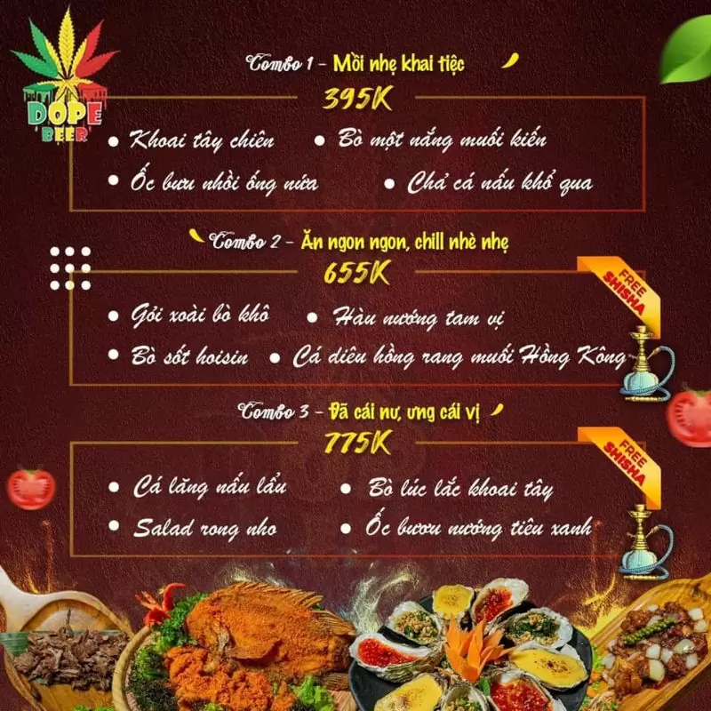 menu của DOPE Beer Restaurant