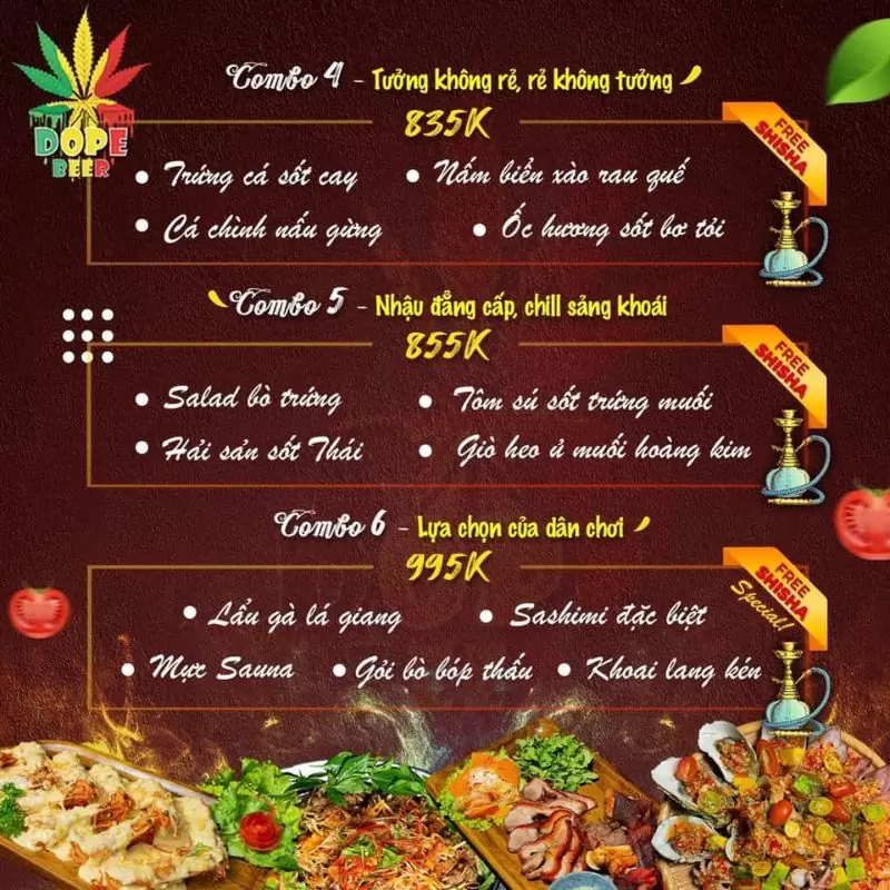 menu của DOPE Beer Restaurant