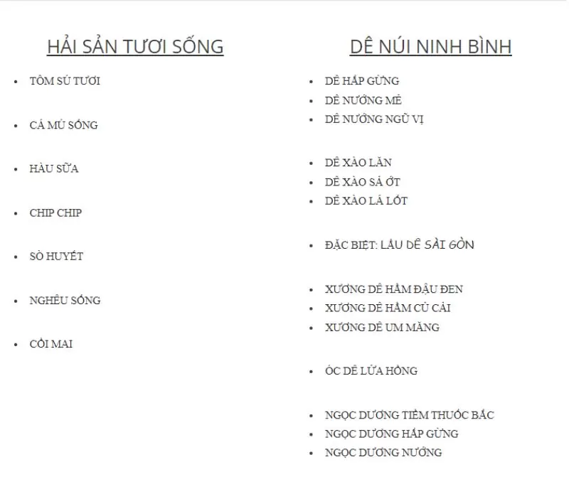 Tham khảo mốt số món ăn tại Vườn Nướng
