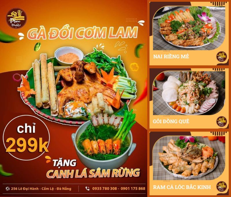 menu quán Phúc Đồng Quê Restaurant
