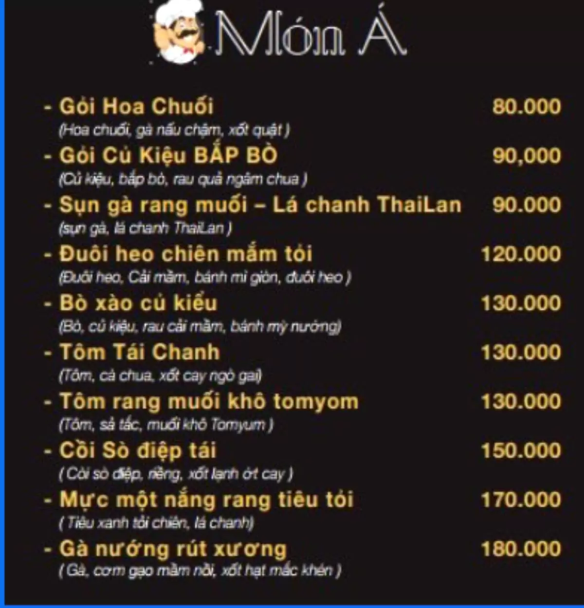 menu BCB Beer Restaurant