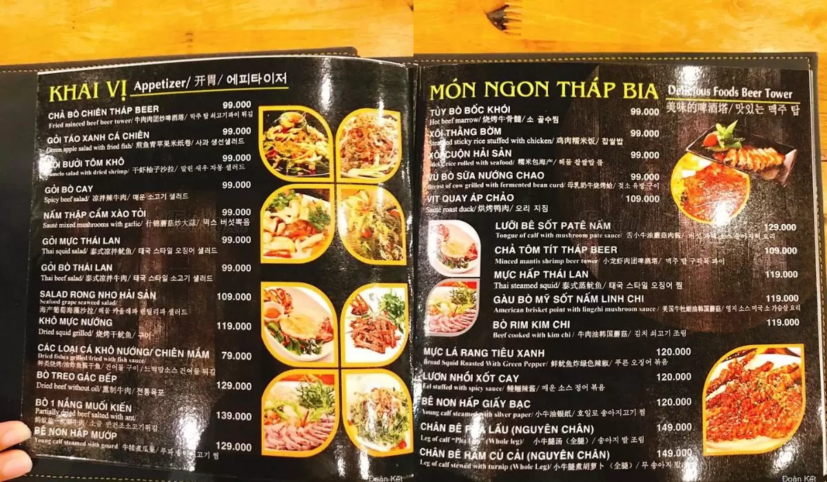Menu Nhà hàng Tháp Beer