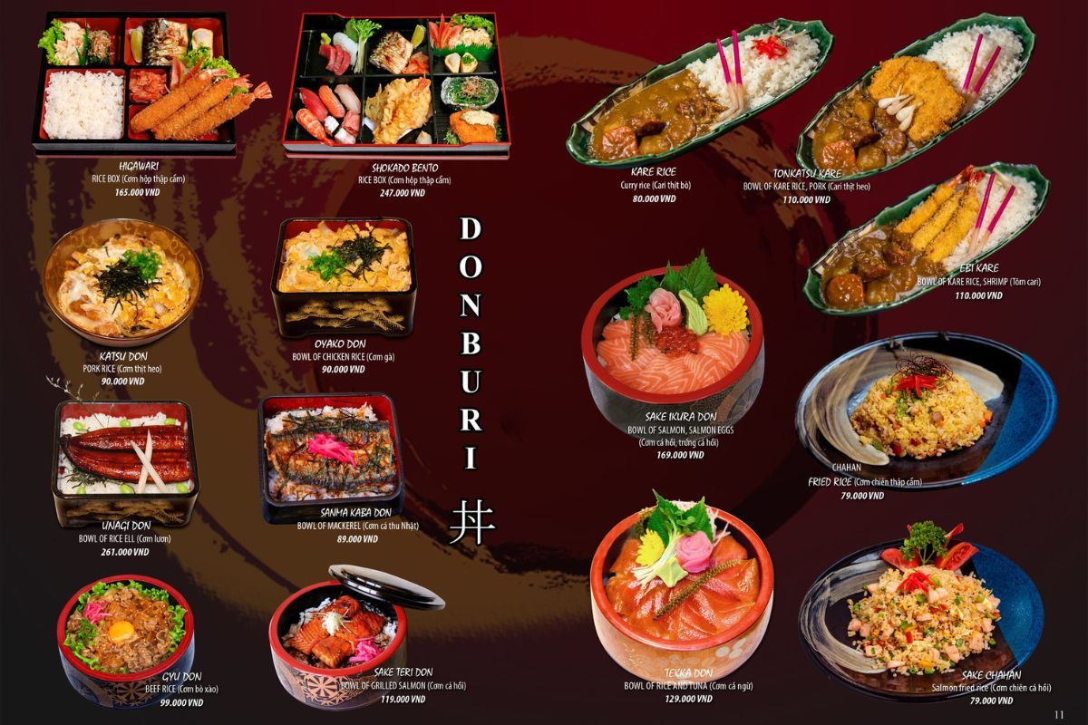menu nhà hàng nhật Dasushi