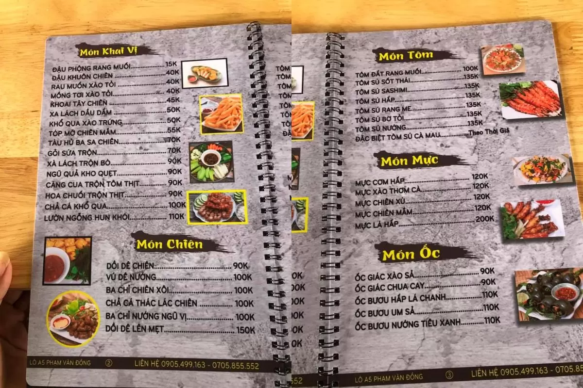 Menu quận 3 garden