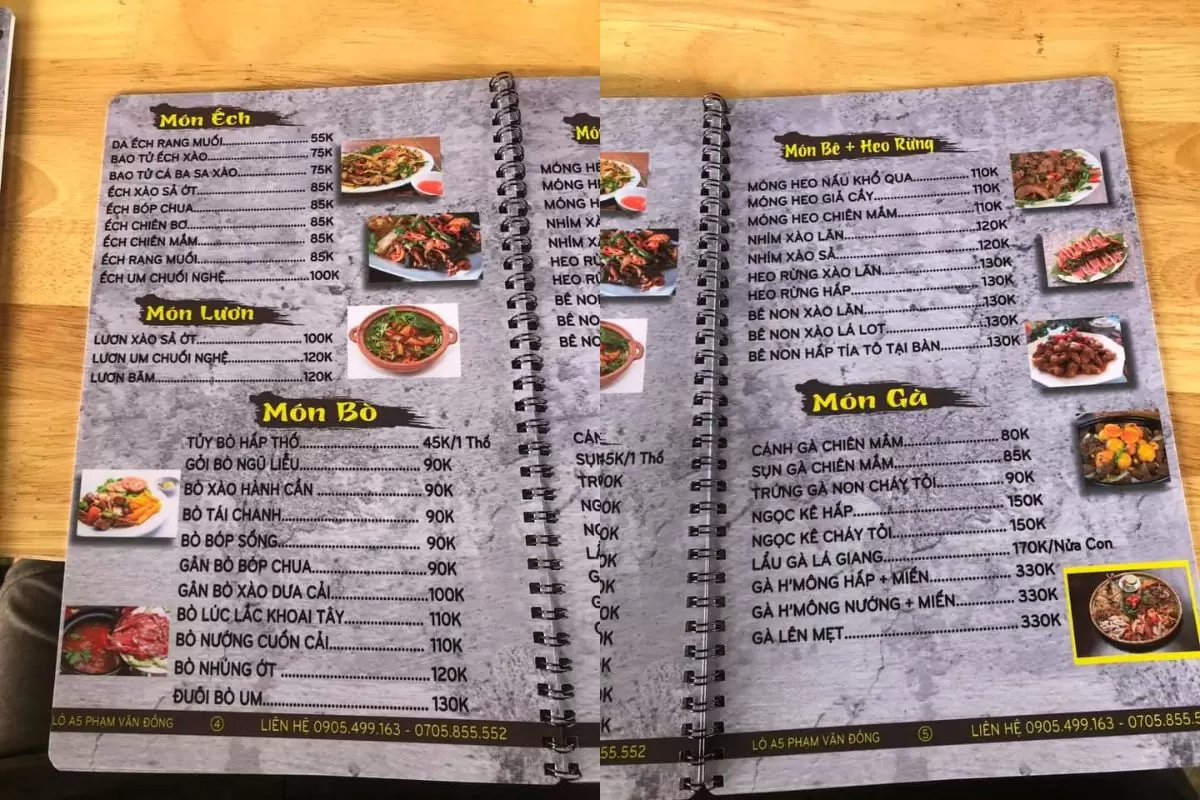 Menu quận 3 garden
