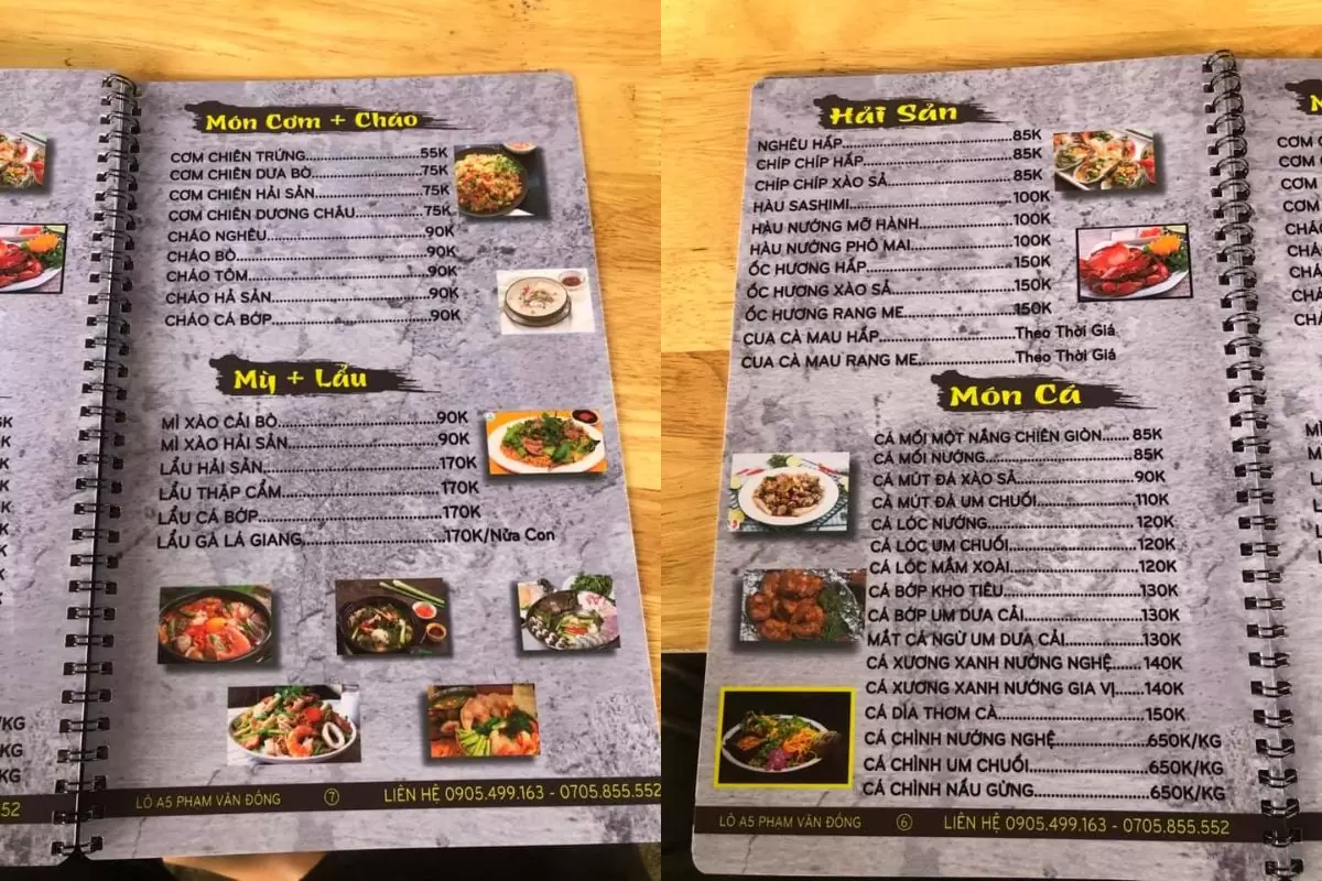 Menu quận 3 garden