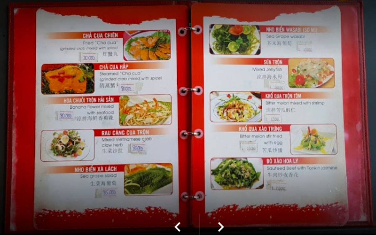 Menu Nhà hàng A Việt Seafood