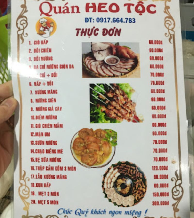 menu quán Heo Tộc