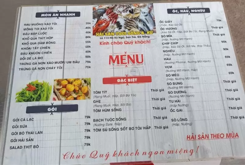 Bật mí 10 quán nhậu Sơn Trà Đà Nẵng ngon rẻ bất ngờ 47 Menu quán nhậu A Xử