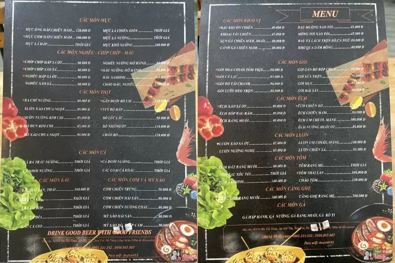 Bật mí 10 quán nhậu Sơn Trà Đà Nẵng ngon rẻ bất ngờ 51 thực đơn quán nhậu Duy Tịnh