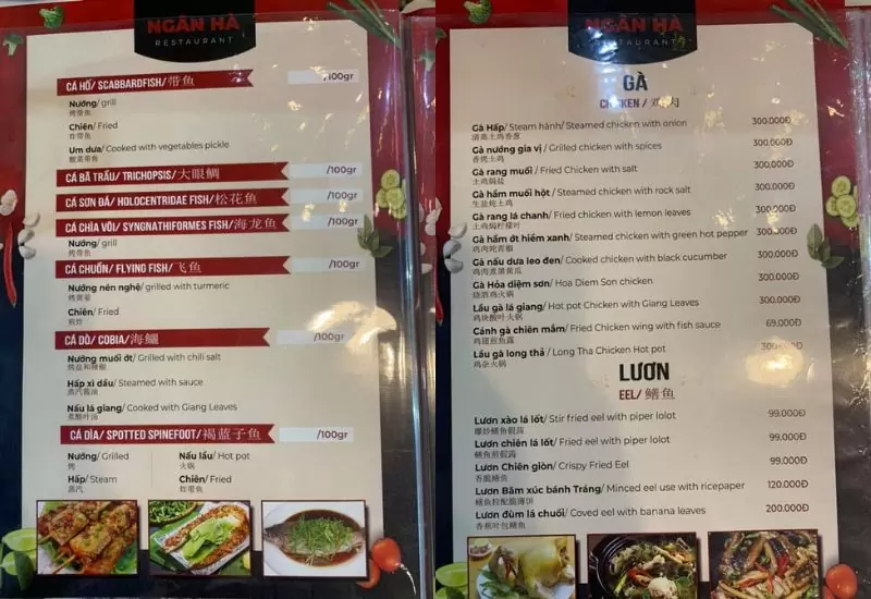 Bật mí 10 quán nhậu Sơn Trà Đà Nẵng ngon rẻ bất ngờ 33 Menu quán nhậu Ngân Hà