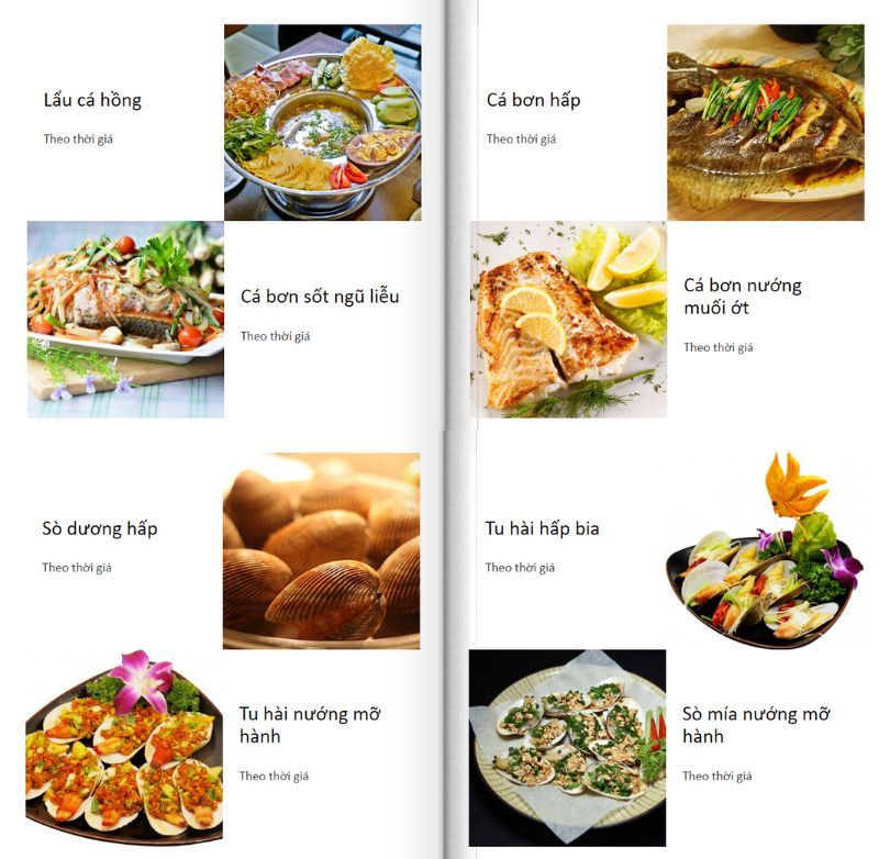 menu Hải Sản Ngọc Hương