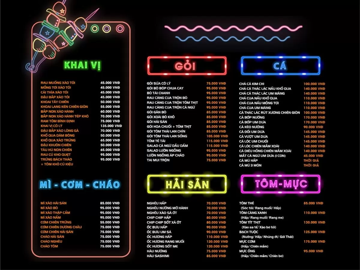 menu quán Cô lý 2