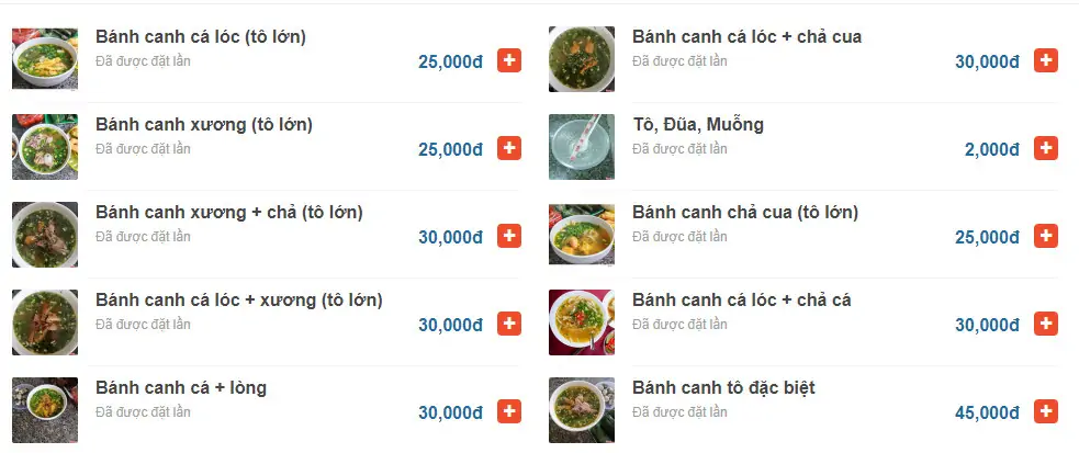 Top 10 quán bánh canh cá lóc Đà Nẵng thơm ngon, chuẩn vị 35 Menu tham khảo của quán bánh canh cá lóc Yến: