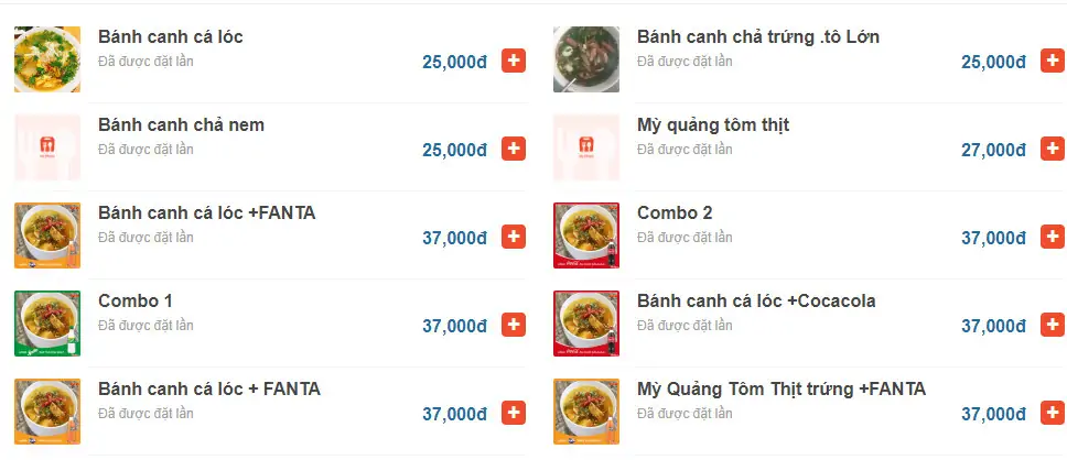 Top 10 quán bánh canh cá lóc Đà Nẵng thơm ngon, chuẩn vị 37 Menu tham khảo của quán Bé Vy:
