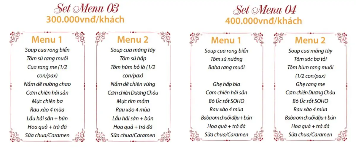 Menu SOHO Buffet & Alacarte