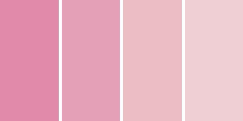 Ví dụ về các sắc thái nhạt của màu hồng: