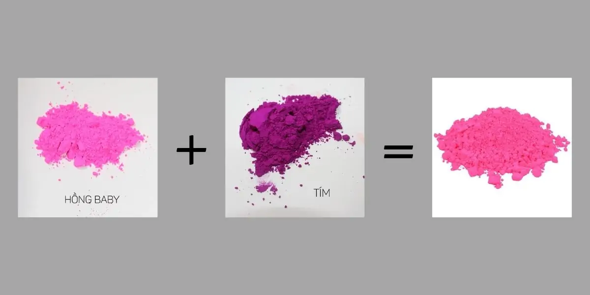 Cách pha màu hồng cánh sen từ hồng baby và tím