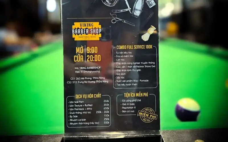 Giá dịch vụ của Viking Barbershop