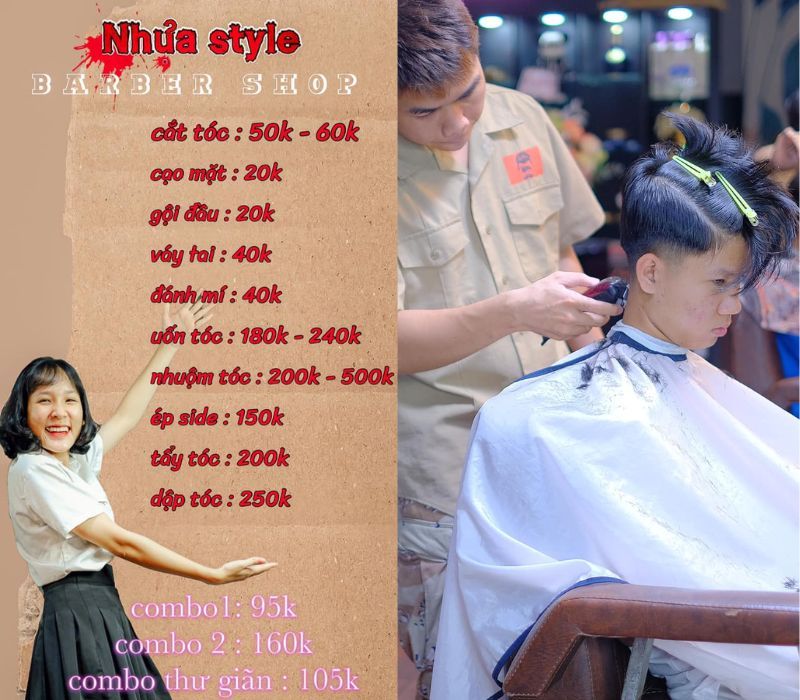 Giá dịch vụ cắt tóc tham khảo tại Barber shop NHỰA Style