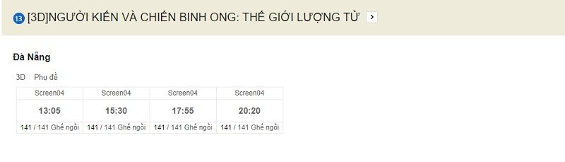 Lịch chiếu phim Người Kiến và Chiến binh Ong rạp Lotte Cinema Đà Nẵng