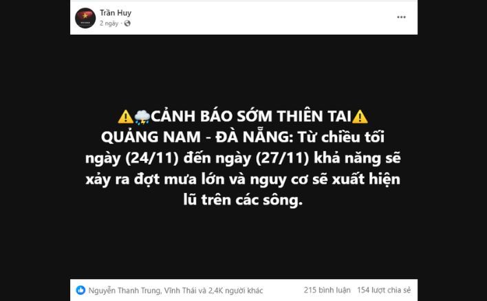 Đà Nẵng: Chuyên gia cảnh báo mưa lớn, nguy cơ xuất hiện lũ